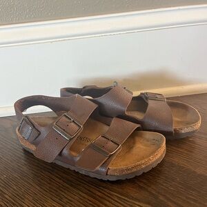Brown 37 Birkenstock sandals with heels strap leather great barely use condition
